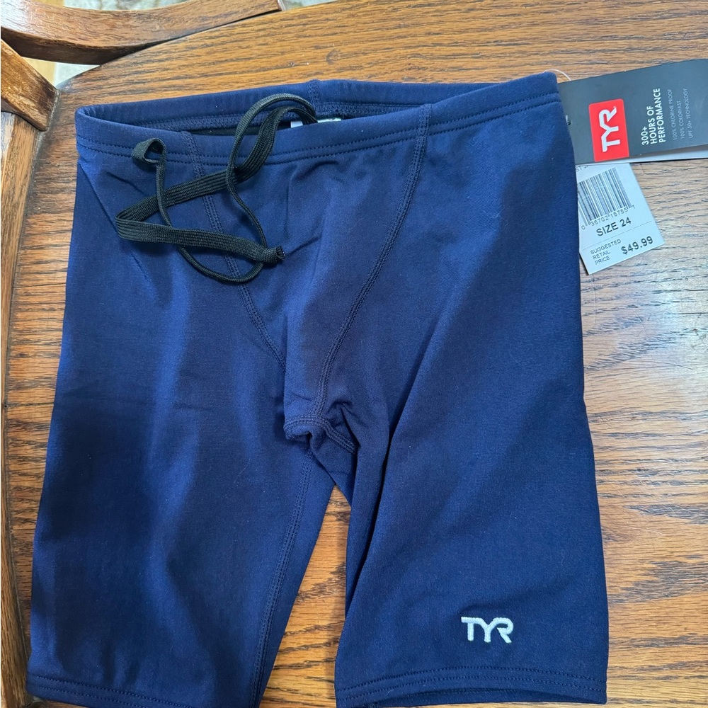 TYR Boys 24 NWT Navy Durafast Jammer Swim/race Shorts